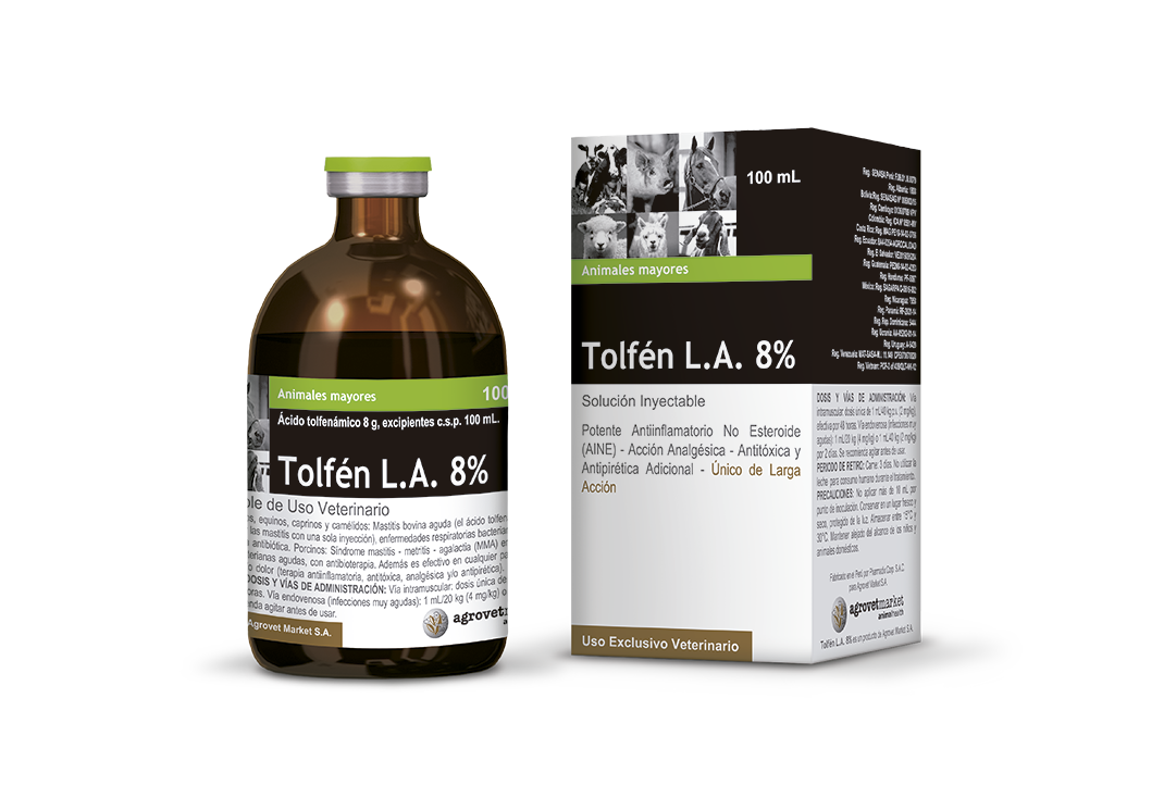 Tolfén L.A. 8%® | Tolfemax A.P. 8% | Solución Inyectable | Agrovet