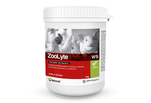 ZooLyte WS complejo multielemental de vitaminas, minerales, electrolitos, aminoácidos y probióticos. 