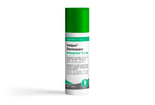 Vetpro Dermacare Spray combinación ayurvédica natural de aceites esenciales y fitobioactivos 